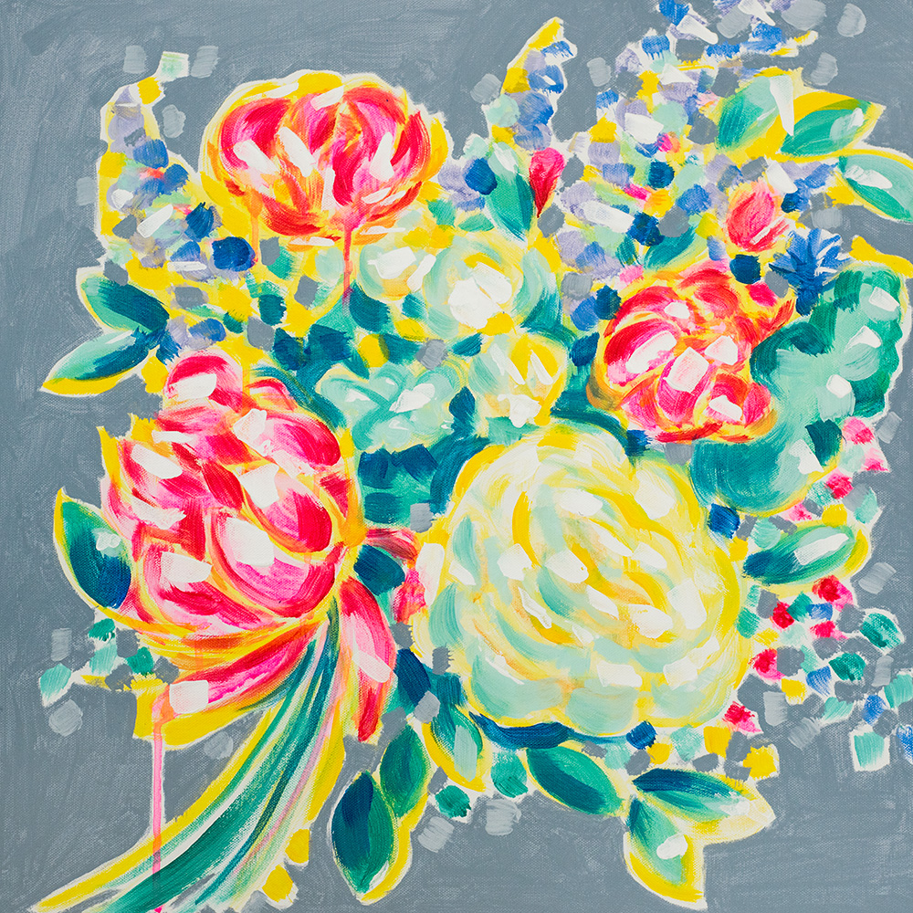 Franziska Schwade - Daily Painting 151029 "Cubistic Peony" Acrylics on stretched canvas 50x50 cm / 19.7x19.7 inch